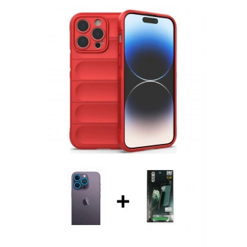 MARSİLYAN™- iPhone 13 Pro Max Kılıf Atlas Koleksiyonu - Şeffaf 360 Full Body Arka Koruyucu + Neon Fosforlu Kamera Lens - MI