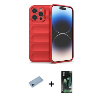 MARSİLYAN™- iPhone 13 Pro Max Kılıf Atlas Koleksiyonu - Şeffaf 360 Full Body Arka Koruyucu + Shine Kamera Lens Koruma Cam - MI