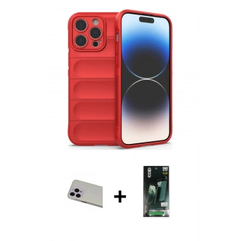MARSİLYAN™- iPhone 13 Pro Max Kılıf Atlas Koleksiyonu - Şeffaf 360 Full Body Arka Koruyucu + Rainbow Kamera Lens Koruma Cam - MR