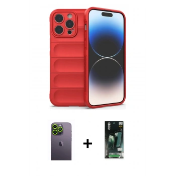 MARSİLYAN™- iPhone 13 Pro Max Kılıf Atlas Koleksiyonu - Şeffaf 360 Full Body Arka Koruyucu + Neon Fosforlu Kamera Lens - YL