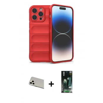 MARSİLYAN™- iPhone 13 Pro Max Kılıf Atlas Koleksiyonu - Şeffaf 360 Full Body Arka Koruyucu + Rainbow Kamera Lens Koruma Cam - BZ