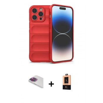 MARSİLYAN™- iPhone 13 Pro Max Kılıf Atlas Koleksiyonu - Şeffaf Maxco Cam Ekran Koruyucu + Pers Alüminyum Kamera Lens - GI
