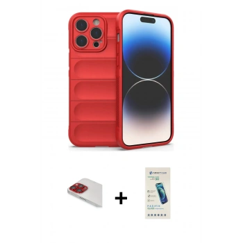 MARSİLYAN™- iPhone 13 Pro Max Kılıf Atlas Koleksiyonu - Şeffaf Pasifik Cam Ekran Koruyucu + Pers Alüminyum Kamera Lens - KI