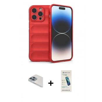 MARSİLYAN™- iPhone 13 Pro Max Kılıf Atlas Koleksiyonu - Şeffaf Pasifik Cam Ekran Koruyucu + Pers Alüminyum Kamera Lens - SABE