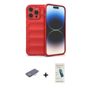 MARSİLYAN™- iPhone 13 Pro Max Kılıf Atlas Koleksiyonu - Şeffaf Pasifik Cam Ekran Koruyucu + Renkli Kamera Lens Koruma Cam - TU