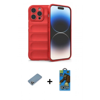 MARSİLYAN™- iPhone 13 Pro Max Kılıf Atlas Koleksiyonu - Siyah 18D Cam Ekran Koruyucu + Shine Kamera Lens Koruma Cam - GI