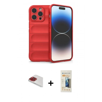 MARSİLYAN™- iPhone 13 Pro Max Kılıf Atlas Koleksiyonu - Siyah 6D Mat Seramik Hayalet Nano Ekran Koruyucu + Pers Alüminyum Kamera Lens - KI