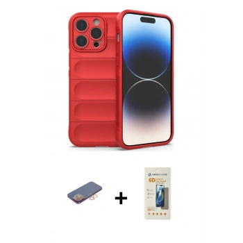 MARSİLYAN™- iPhone 13 Pro Max Kılıf Atlas Koleksiyonu - Siyah 6D Mat Seramik Hayalet Nano Ekran Koruyucu + Renkli Kamera Lens Koruma Cam - TU
