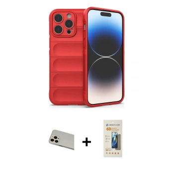 MARSİLYAN™- iPhone 13 Pro Max Kılıf Atlas Koleksiyonu - Siyah 6D Mat Seramik Hayalet Nano Ekran Koruyucu + Rainbow Kamera Lens Koruma Cam - REGD