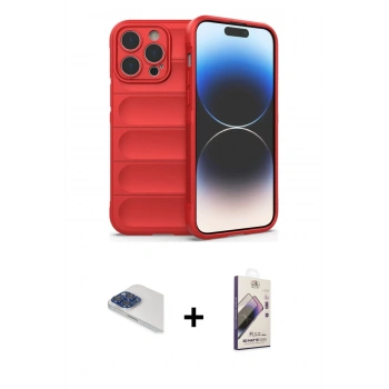 MARSİLYAN™- iPhone 13 Pro Max Kılıf Atlas Koleksiyonu - Siyah Bilvis 3D Mat Cam Ekran Koruyucu + Pers Alüminyum Kamera Lens - LT
