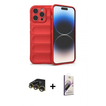 MARSİLYAN™- iPhone 13 Pro Max Kılıf Atlas Koleksiyonu - Siyah Bilvis 3D Mat Cam Ekran Koruyucu + Raze Metal Kamera Lens - GD
