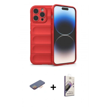MARSİLYAN™- iPhone 13 Pro Max Kılıf Atlas Koleksiyonu - Siyah Bilvis 3D Mat Cam Ekran Koruyucu + Renkli Kamera Lens Koruma Cam - TU