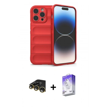 MARSİLYAN™- iPhone 13 Pro Max Kılıf Atlas Koleksiyonu - Siyah Bilvis 5in1 3D Magic Cam Ekran Koruyucu + Raze Metal Kamera Lens - GD