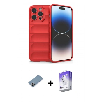 MARSİLYAN™- iPhone 13 Pro Max Kılıf Atlas Koleksiyonu - Siyah Bilvis 5in1 3D Magic Cam Ekran Koruyucu + Shine Kamera Lens Koruma Cam - GI