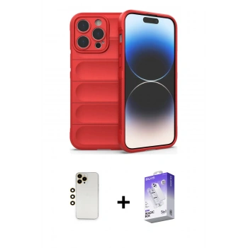 MARSİLYAN™- iPhone 13 Pro Max Kılıf Atlas Koleksiyonu - Siyah Bilvis 5in1 3D Magic Cam Ekran Koruyucu + Shine Kamera Lens - GD