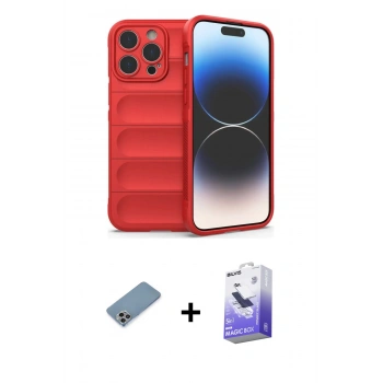 MARSİLYAN™- iPhone 13 Pro Max Kılıf Atlas Koleksiyonu - Siyah Bilvis 5in1 5D Magic Hayalet Cam Ekran Koruyucu + Shine Kamera Lens Koruma Cam - GI
