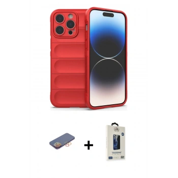 MARSİLYAN™- iPhone 13 Pro Max Kılıf Atlas Koleksiyonu - Siyah Bilvis Hayalet Cam Ekran Koruyucu + Renkli Kamera Lens Koruma Cam - TU