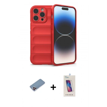 MARSİLYAN™- iPhone 13 Pro Max Kılıf Atlas Koleksiyonu - Siyah Joko 5D Cam + Shine Kamera Lens Koruma Cam - PE