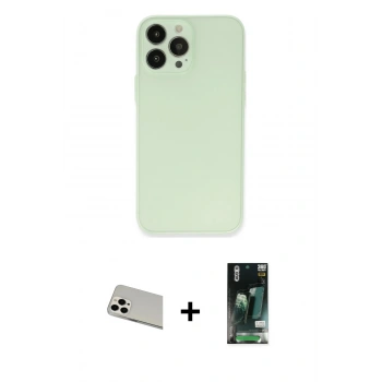 MARSİLYAN™- iPhone 13 Pro Max Kılıf Atlas Minimal Prime - Şeffaf 360 Full Body Arka Koruyucu + Rainbow Kamera Lens Koruma Cam - BZ