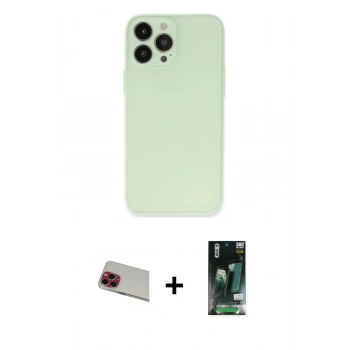 MARSİLYAN™- iPhone 13 Pro Max Kılıf Atlas Minimal Prime - Şeffaf 360 Full Body Arka Koruyucu + Rainbow Kamera Lens Koruma Cam - KI