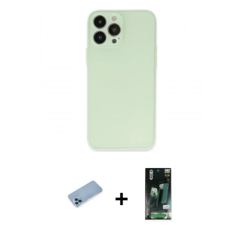 MARSİLYAN™- iPhone 13 Pro Max Kılıf Atlas Minimal Prime - Şeffaf 360 Full Body Arka Koruyucu + Shine Kamera Lens Koruma Cam - MI
