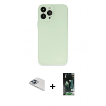 MARSİLYAN™- iPhone 13 Pro Max Kılıf Atlas Minimal Prime - Şeffaf 360 Full Body Arka Koruyucu + Pers Alüminyum Kamera Lens - SABE