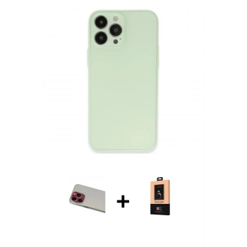 MARSİLYAN™- iPhone 13 Pro Max Kılıf Atlas Minimal Prime - Şeffaf Maxco Cam Ekran Koruyucu + Rainbow Kamera Lens Koruma Cam - KI