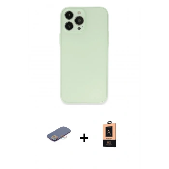 MARSİLYAN™- iPhone 13 Pro Max Kılıf Atlas Minimal Prime - Şeffaf Maxco Cam Ekran Koruyucu + Renkli Kamera Lens Koruma Cam - PE