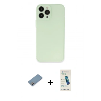 MARSİLYAN™- iPhone 13 Pro Max Kılıf Atlas Minimal Prime - Şeffaf Pasifik Cam Ekran Koruyucu + Shine Kamera Lens Koruma Cam - GI