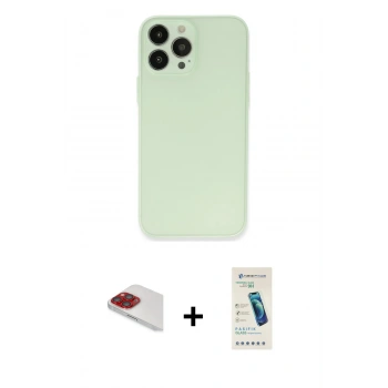 MARSİLYAN™- iPhone 13 Pro Max Kılıf Atlas Minimal Prime - Şeffaf Pasifik Cam Ekran Koruyucu + Pers Alüminyum Kamera Lens - KI