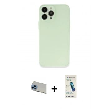 MARSİLYAN™- iPhone 13 Pro Max Kılıf Atlas Minimal Prime - Şeffaf Pasifik Cam Ekran Koruyucu + Rainbow Kamera Lens Koruma Cam - MI