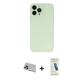 MARSİLYAN™- iPhone 13 Pro Max Kılıf Atlas Minimal Prime - Şeffaf Pasifik Cam Ekran Koruyucu + Rainbow Kamera Lens Koruma Cam - MR