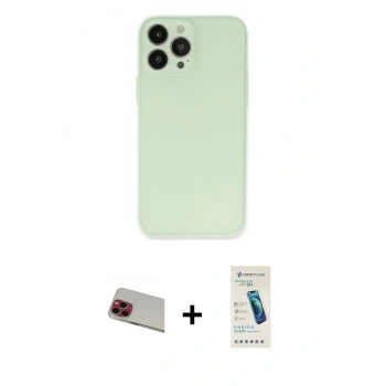 MARSİLYAN™- iPhone 13 Pro Max Kılıf Atlas Minimal Prime - Şeffaf Pasifik Cam Ekran Koruyucu + Rainbow Kamera Lens Koruma Cam - KI