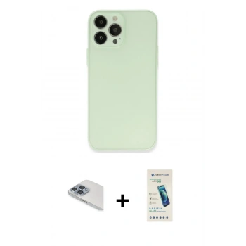 MARSİLYAN™- iPhone 13 Pro Max Kılıf Atlas Minimal Prime - Şeffaf Pasifik Cam Ekran Koruyucu + Pers Alüminyum Kamera Lens - SABE