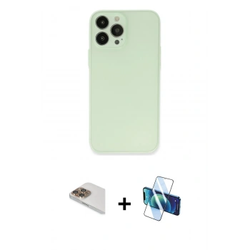 MARSİLYAN™- iPhone 13 Pro Max Kılıf Atlas Minimal Prime - Siyah 3D Antistatik Cam Ekran Koruyucu + Pers Alüminyum Kamera Lens - GD