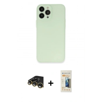 MARSİLYAN™- iPhone 13 Pro Max Kılıf Atlas Minimal Prime - Siyah 6D Mat Seramik Hayalet Nano Ekran Koruyucu + Raze Metal Kamera Lens - GD