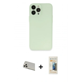 MARSİLYAN™- iPhone 13 Pro Max Kılıf Atlas Minimal Prime - Siyah 6D Mat Seramik Hayalet Nano Ekran Koruyucu + Rainbow Kamera Lens Koruma Cam - BZ