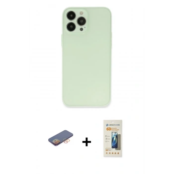 MARSİLYAN™- iPhone 13 Pro Max Kılıf Atlas Minimal Prime - Siyah 6D Mat Seramik Hayalet Nano Ekran Koruyucu + Renkli Kamera Lens Koruma Cam - TU