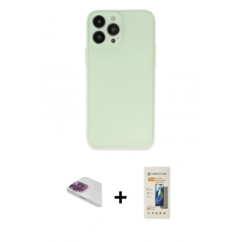 MARSİLYAN™- iPhone 13 Pro Max Kılıf Atlas Minimal Prime - Siyah 6D Mat Seramik Hayalet Nano Ekran Koruyucu + Pers Alüminyum Kamera Lens - GI