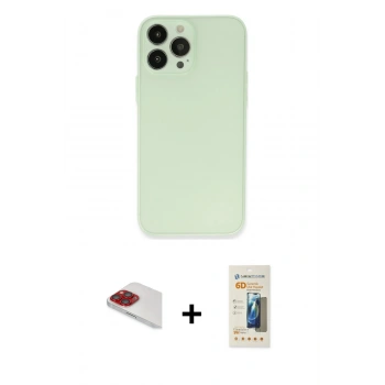 MARSİLYAN™- iPhone 13 Pro Max Kılıf Atlas Minimal Prime - Siyah 6D Mat Seramik Hayalet Nano Ekran Koruyucu + Pers Alüminyum Kamera Lens - KI