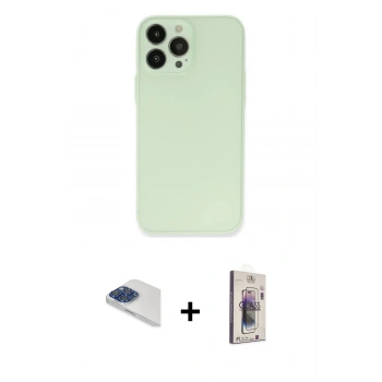 MARSİLYAN™- iPhone 13 Pro Max Kılıf Atlas Minimal Prime - Siyah Bilvis 3D Cam Ekran Koruyucu + Pers Alüminyum Kamera Lens - LT