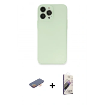MARSİLYAN™- iPhone 13 Pro Max Kılıf Atlas Minimal Prime - Siyah Bilvis 3D Mat Cam Ekran Koruyucu + Renkli Kamera Lens Koruma Cam - TU