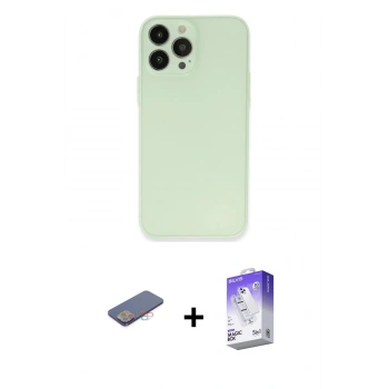 MARSİLYAN™- iPhone 13 Pro Max Kılıf Atlas Minimal Prime - Siyah Bilvis 5in1 3D Magic Cam Ekran Koruyucu + Renkli Kamera Lens Koruma Cam - PE