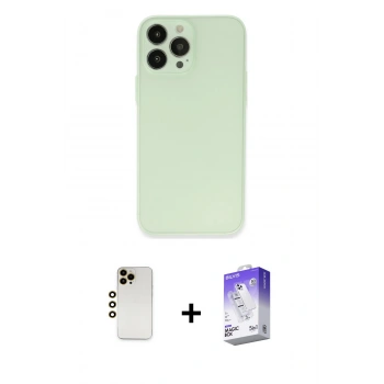 MARSİLYAN™- iPhone 13 Pro Max Kılıf Atlas Minimal Prime - Siyah Bilvis 5in1 3D Magic Cam Ekran Koruyucu + Shine Kamera Lens - GD