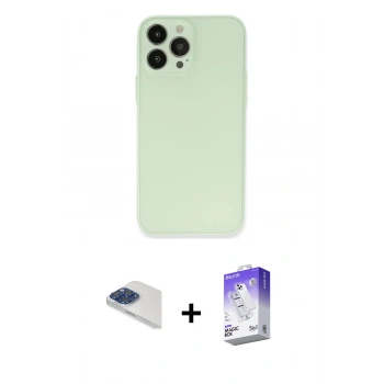 MARSİLYAN™- iPhone 13 Pro Max Kılıf Atlas Minimal Prime - Siyah Bilvis 5in1 3D Magic Cam Ekran Koruyucu + Pers Alüminyum Kamera Lens - LT