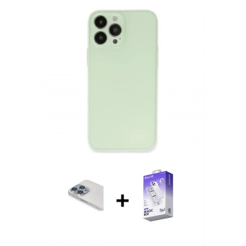 MARSİLYAN™- iPhone 13 Pro Max Kılıf Atlas Minimal Prime - Siyah Bilvis 5in1 3D Magic Cam Ekran Koruyucu + Pers Alüminyum Kamera Lens - SABE