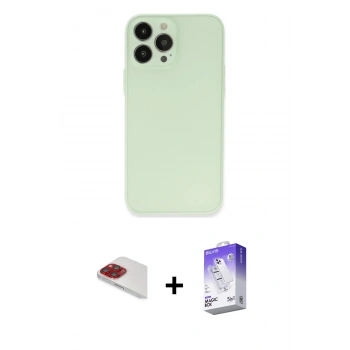 MARSİLYAN™- iPhone 13 Pro Max Kılıf Atlas Minimal Prime - Siyah Bilvis 5in1 3D Magic Cam Ekran Koruyucu + Pers Alüminyum Kamera Lens - KI