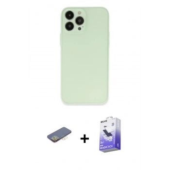 MARSİLYAN™- iPhone 13 Pro Max Kılıf Atlas Minimal Prime - Siyah Bilvis 5in1 5D Magic Hayalet Cam Ekran Koruyucu + Renkli Kamera Lens Koruma Cam - SI