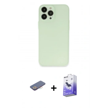MARSİLYAN™- iPhone 13 Pro Max Kılıf Atlas Minimal Prime - Siyah Bilvis 5in1 5D Magic Hayalet Cam Ekran Koruyucu + Renkli Kamera Lens Koruma Cam - PE