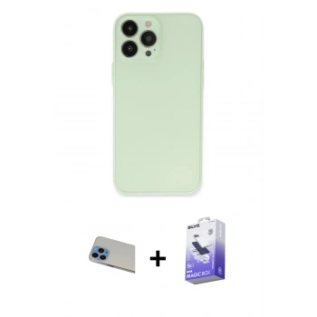 MARSİLYAN™- iPhone 13 Pro Max Kılıf Atlas Minimal Prime - Siyah Bilvis 5in1 5D Magic Hayalet Cam Ekran Koruyucu + Rainbow Kamera Lens Koruma Cam - MI